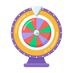 Wheel of Fortune. Sign of good luck. Roulette luck spinning wheels flat casino icon. Vector illustration