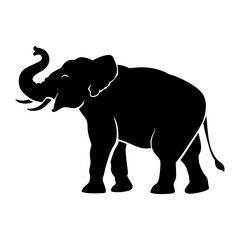 Elephant vector in black color and white background