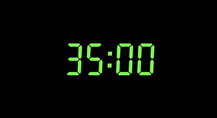 Green digital clock displaying 35:00 against a black background.