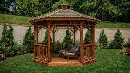 Naklejka premium wooden gazebo in the park