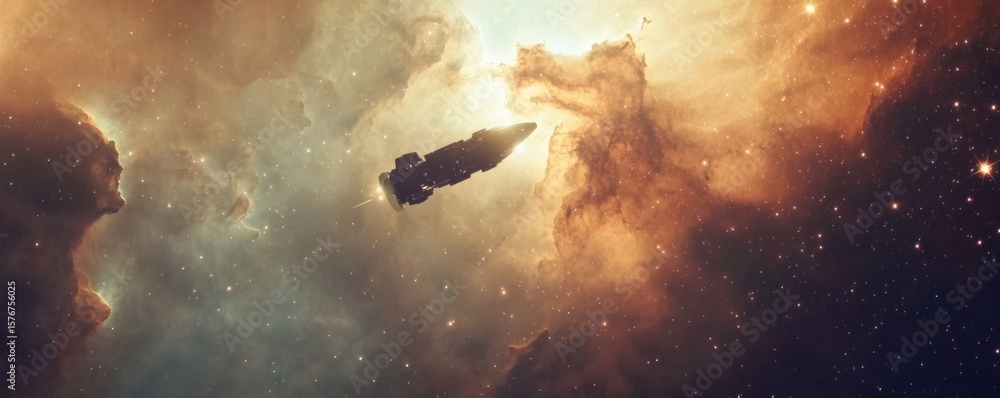 Poster cosmic nebula with interstellar object.