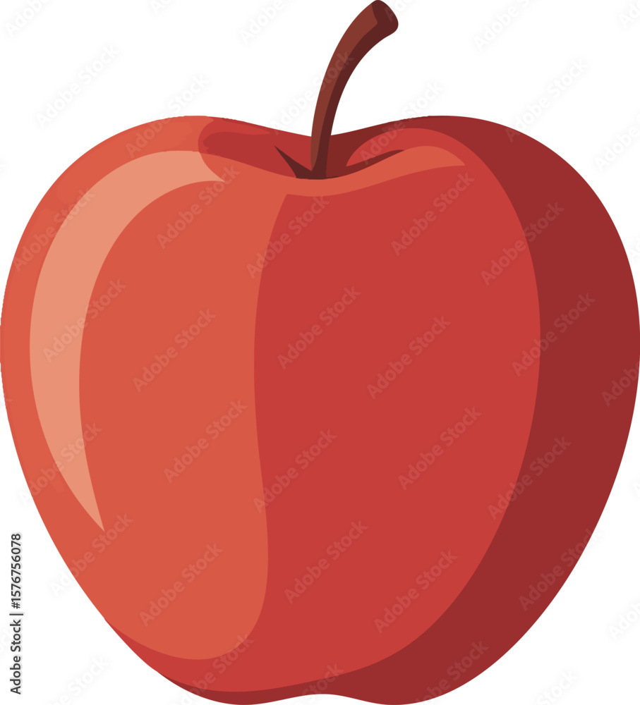 Poster a simple and clean red apple vector graphic on a transparent background, ideal for use in educationa