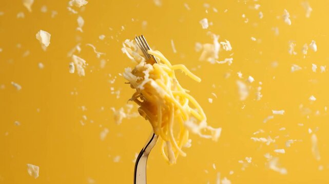 pasta noodles with fork and cheese