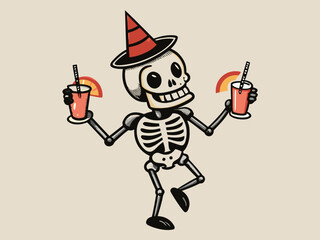 skeleton drinking mocktail