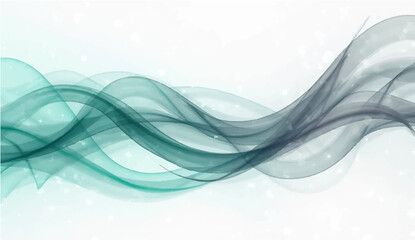 Vector brush stroke wave lines smooth flowing dynamic colorful teal grey gradient isolated on white background for concept of technology, digital, communication, science, music
