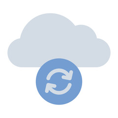 cloud sync flat icon for online project data backup work