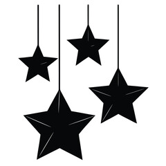 Fototapeta premium Black stars hanging graphic illustration