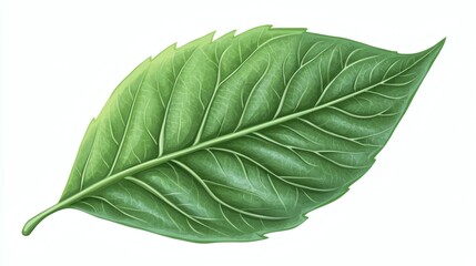 Obraz premium A detailed close up image of a green leaf on white