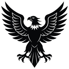 Fototapeta premium Majestic black eagle spread wings silhouette