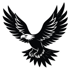 Fototapeta premium Majestic eagle soaring black silhouette bird flying