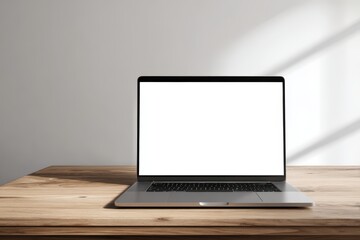 Laptop with Empty Screen for Mockup Design in Office