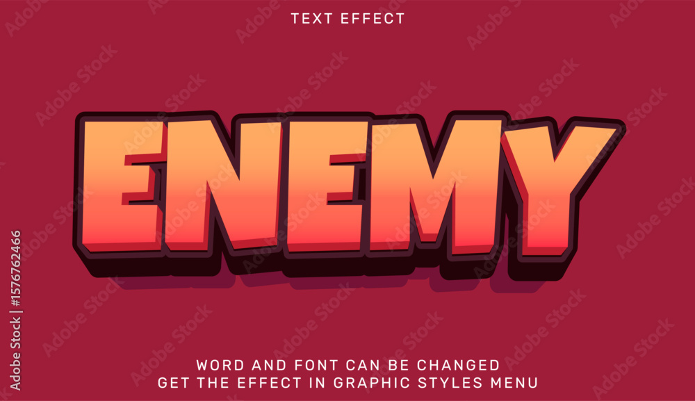 Poster enemy text effect in 3d design