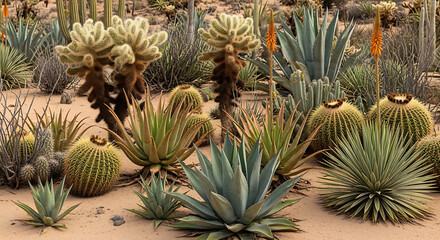 Fototapeta premium Desert Cactus and Succulent Garden.