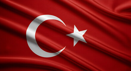 Obraz premium The national flag of Turkey, featuring a red background with a white crescent moon and star, symbolizing Islam and Turkish identity.