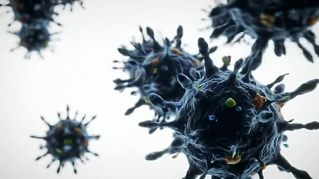 Rendered image showcasing microscopic pathogens against a light background with soft focus