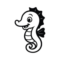 Cartoon Seahorse Vector Illustration 