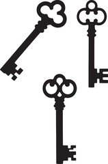 Vintage ornate skeleton key silhouette design element