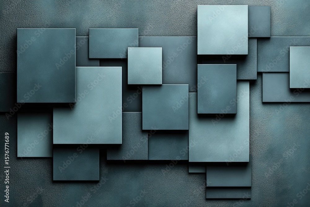 Poster floating blue squares on textured backdrop create an abstract geometric design. good background for 