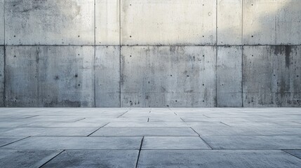 A concrete wall with a concrete floor in front of it.