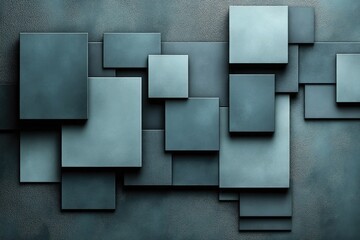 Floating blue squares on textured backdrop create an abstract geometric design. Good background for tech, finance, or corporate presentation slides.