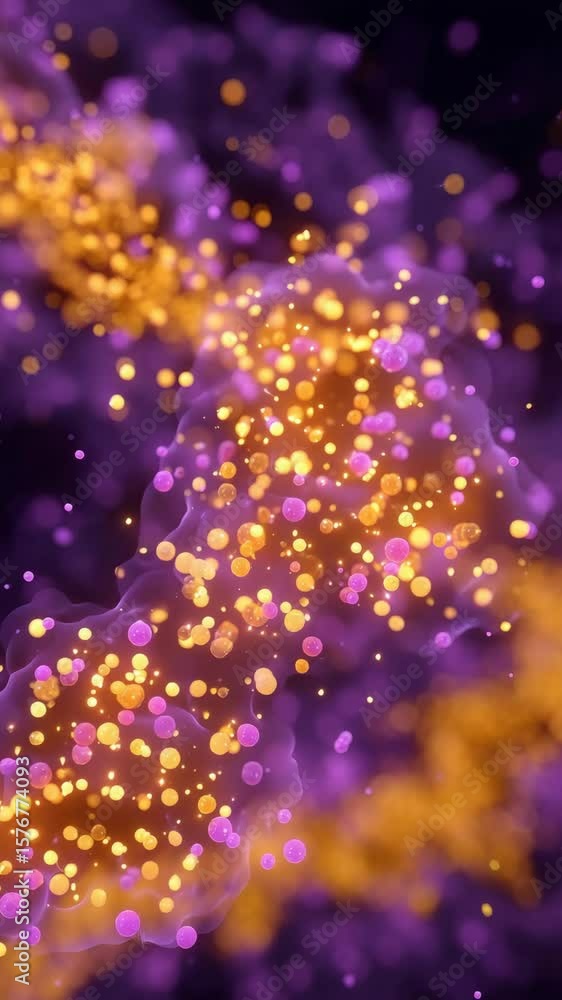 Aufkleber abstract visualization of glowing particles in purple and gold creating a sense of movement and ener