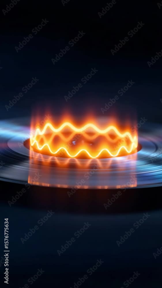 Aufkleber dynamic orange wave pattern emitting from a disc in a dark background
