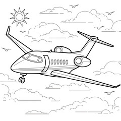 Private plane illustration vector style coloring page