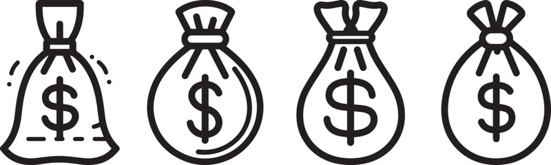 Obraz premium money bag linear icon black vector illustration