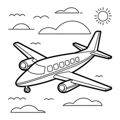 Aeroplane illustration vector style coloring page 