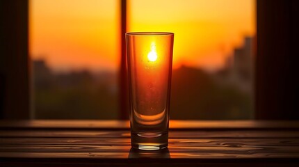 Sunset Kiss Glass Prism Wooden Stage