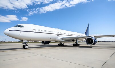 Obraz premium Majestic Jet Awaits Takeoff Modern Aircraft in Golden Light Power and Precision on the Tarmac Sky-Ready Beauty in Motion