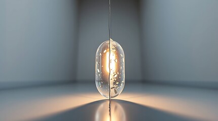 Suspended luminous capsule radiates warmth
