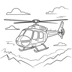 helicopter vector illustration coloring page 