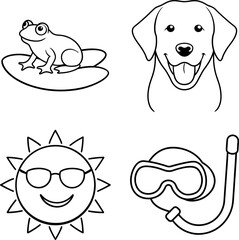 Dog Snack Glasses and Sun Doodle Vector Clipart