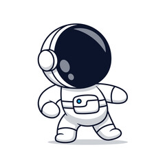 Cute Astronaut Running Pose Slide Cartoon Vector Icon Illustration. Science Technology Icon Concept Isolated Premium Vector. Flat Cartoon Style