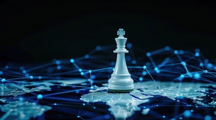 White King Chess Piece on a World Map Network