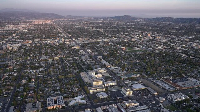 Aerial Video of Valley Presbyterian Hospital in the San Fernando Valley, Los Angeles, California.