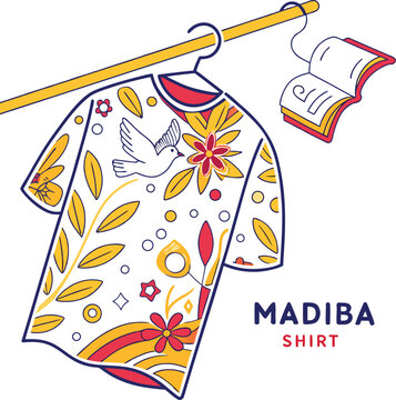 madiba shirt hanging with book illustration