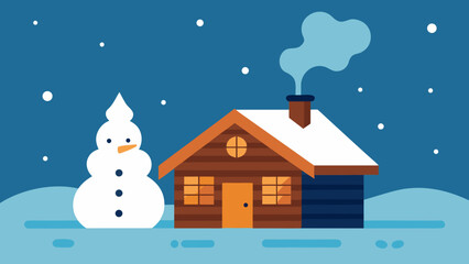 christmas house with snowman