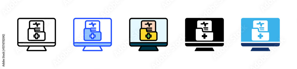 Poster medical data icon collection with multiple styles
