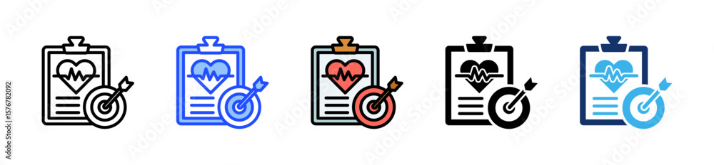 Poster health goals icon collection with multiple styles