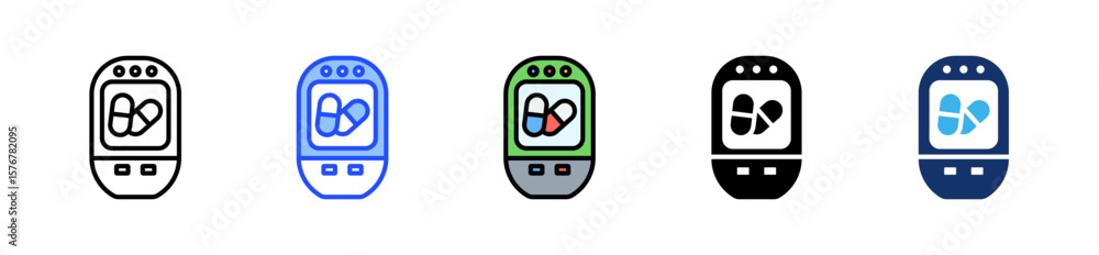 Poster digital pills icon collection with multiple styles