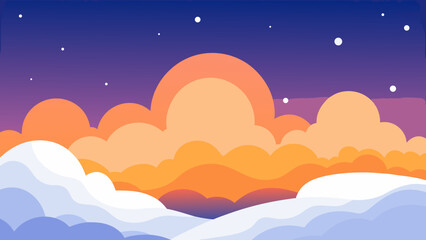 Serene Sunset Cloudscape A Dreamy Night Sky Illustration