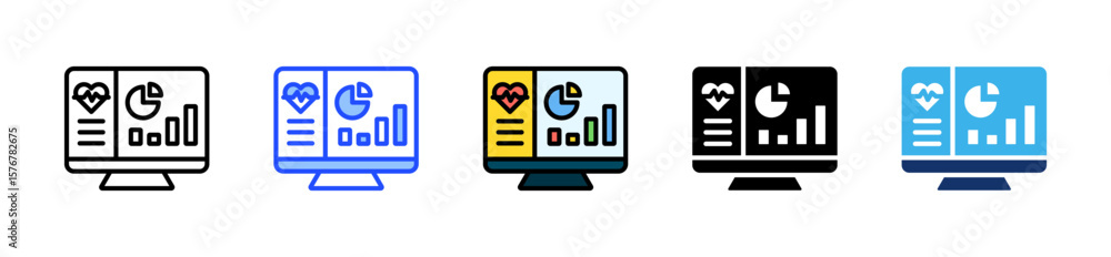 Poster health dashboard icon collection with multiple styles