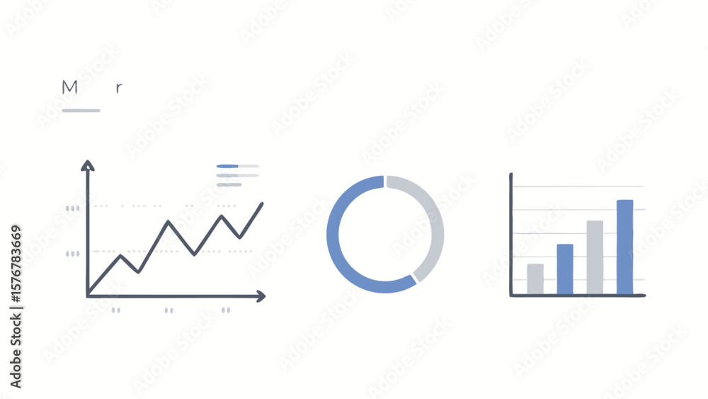 Aufkleber minimalist business data charts and graphs showing financial growth and analysis