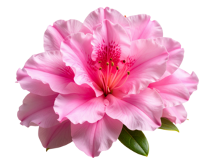 Single Pink Azalea Flower with Ruffled Petals, isolated on transparent background