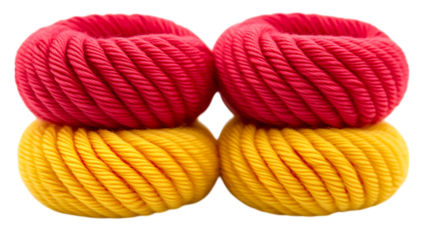 Crafting colorful creations red and yellow yarn spools for diy projects