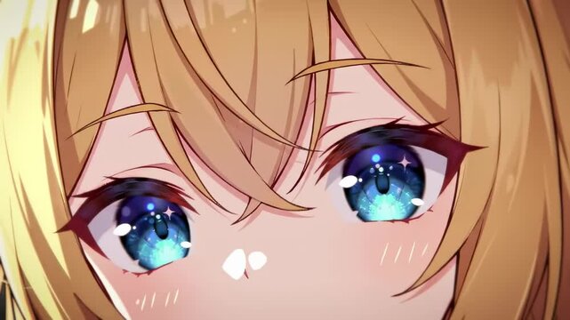 Close-up anime girl's eyes and hair