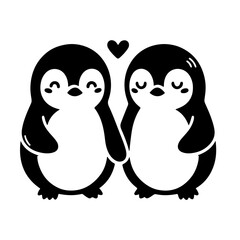 Fototapeta premium Penguin Couple Standing Together