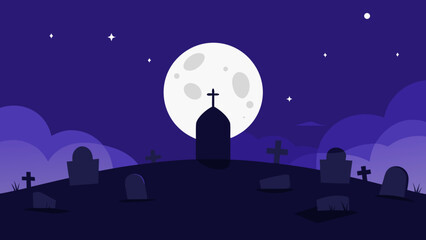 Naklejka premium halloween night with moon